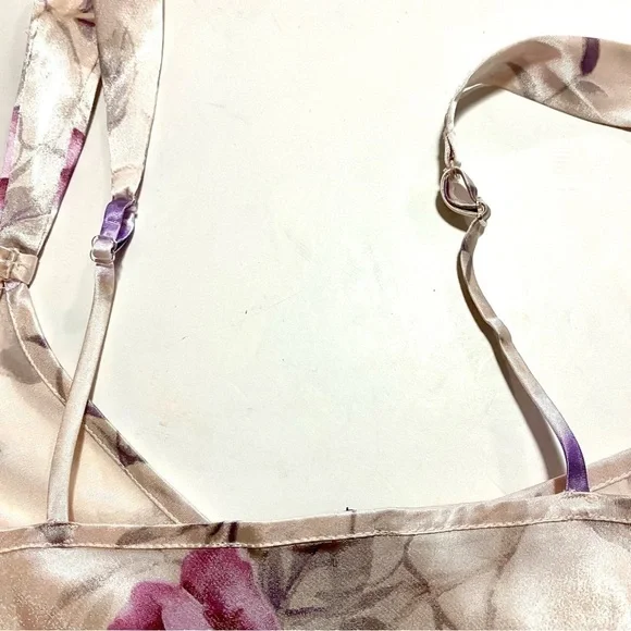 Vintage Cream Floral Satin Slip Dress Small Y2K Cottagecore Romantic Feminine - Picture 7 of 13